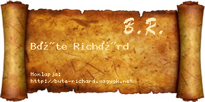 Büte Richárd névjegykártya